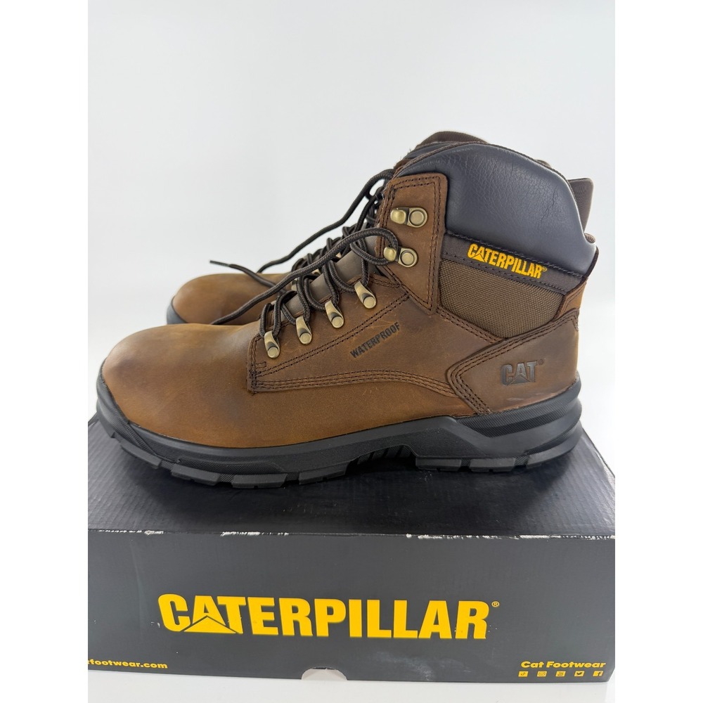 Mens Cat Caterpillar P91712 Mobilize WP Alloy Toe Dark Brown Work Boot Size 13